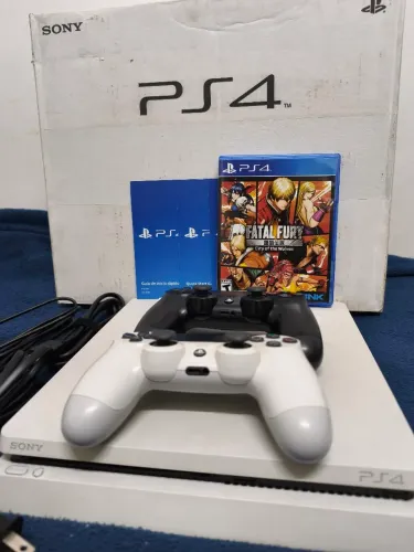 Playstation 4 Slim Branco + 2 Controles + Fatal Fury Cotw