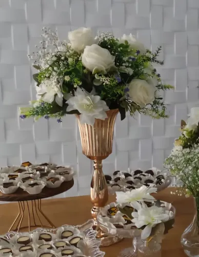 Vaso de ferro dourado grande para decoração 