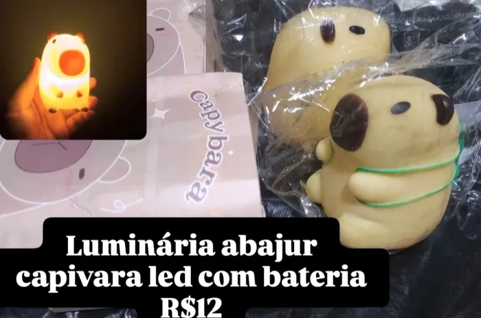 Luminária abajur capivara com bateria