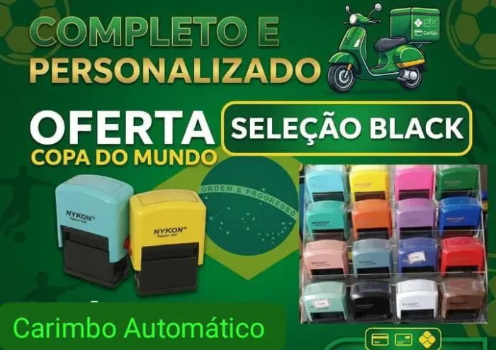 Carimbo automático completo personalizado e madeira