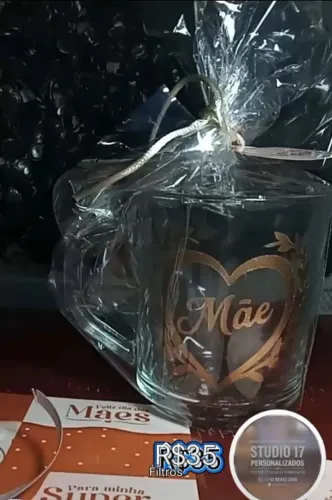 Caneca em vidro para o dia das mães