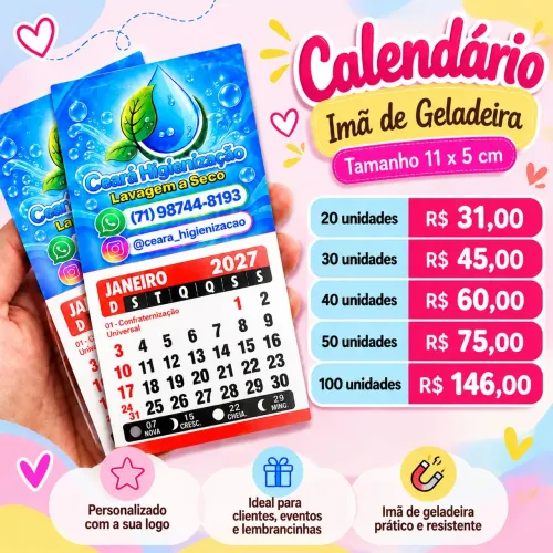 Calendários Personalizados Imã de Geladeira
