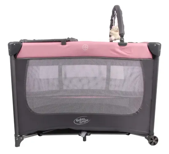 Berço portátil resistente na cor rosa baby Style.