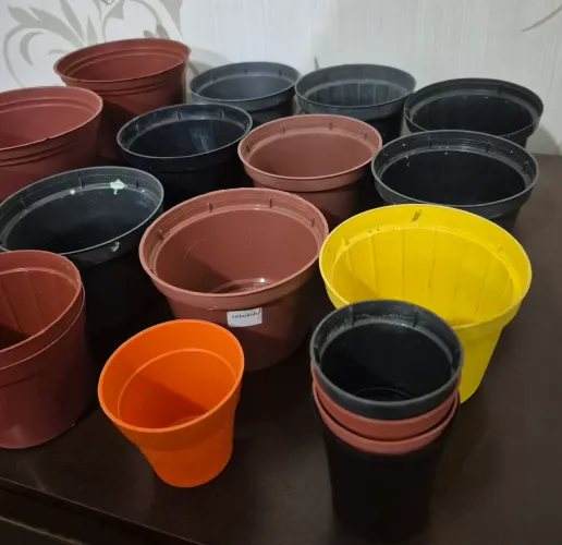 Lote com 25 vasos de plantas de plástico diversos tamanhos e cores