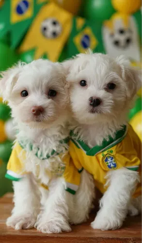 Maltês com poodle machinhos brancos