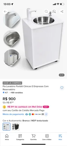 Pia portátil (2 unidades disponíveis)