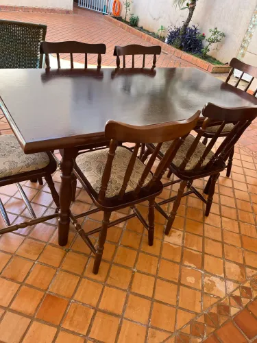 Mesa jantar madeira 6 cadeiras