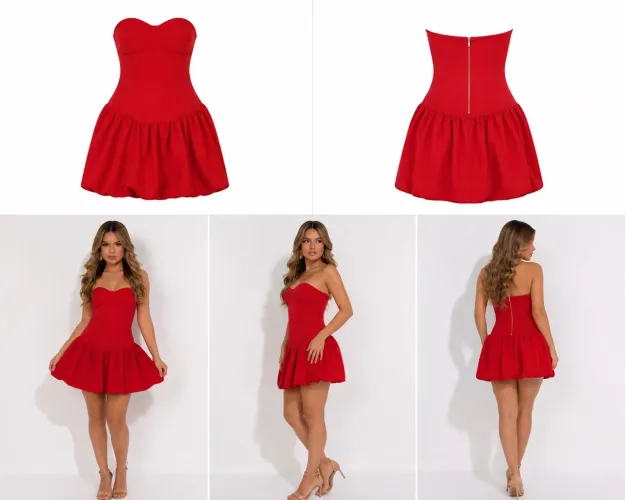 Vestido tomara que caia vermelho 