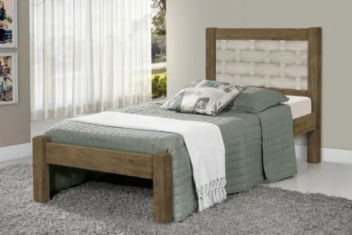 Cama Solteiro Laila Jequitiba.Off White Flex J A Moveis