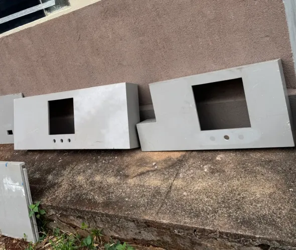 Pia de quartzo cinza para banheiro