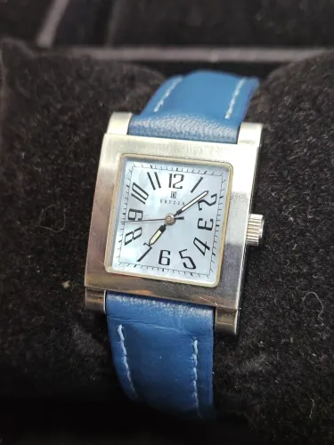relógio dryzun feminino quadrado azul estiloso couro elegante lindo