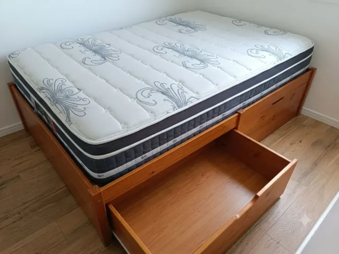 Cama casal madeira + Castor Silver Star Air Pocket Híbrido