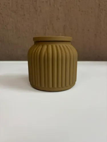 Mini Vaso Marrom Canelado em Plástico Vasinho Decorativo