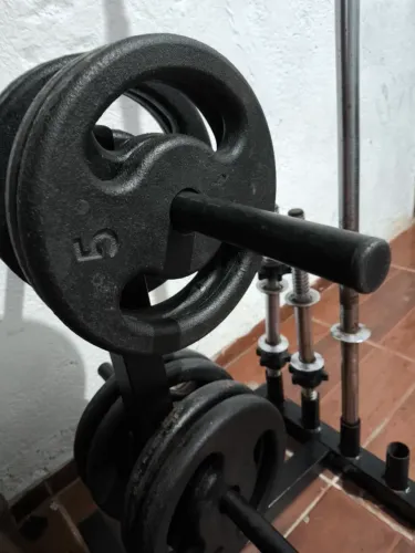 Kit de Musculação Completo - 40 kg de Anilhas + Barras + Suporte