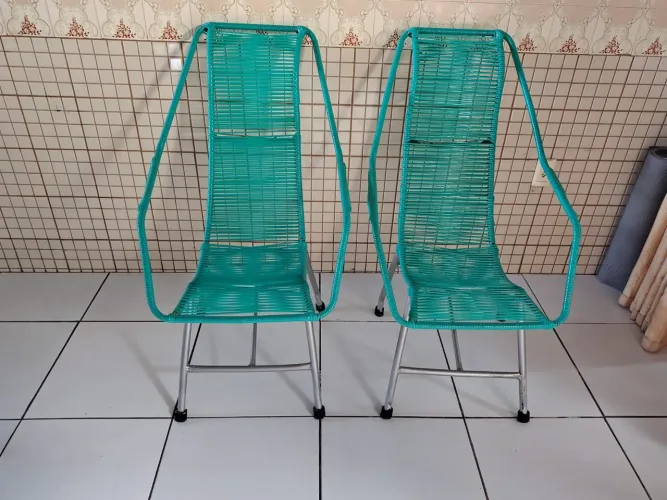 Kit 2 Cadeiras Espaguete fitil Verde 