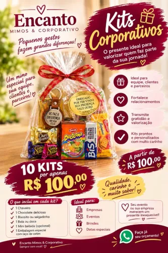 Encanto mimo corporativos 10 kits 100 reais