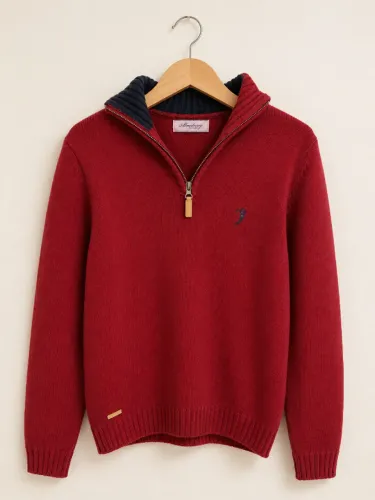 suéter tricot aleatory vermelho gola zíper original