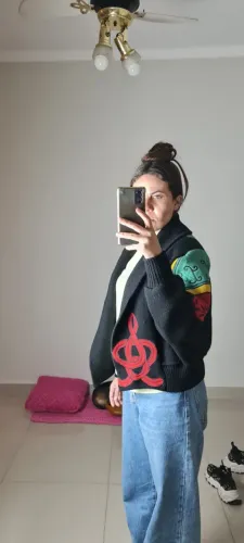 Blusa importada estampa reggae casaco lã preto feminino estilo blazer bobina o