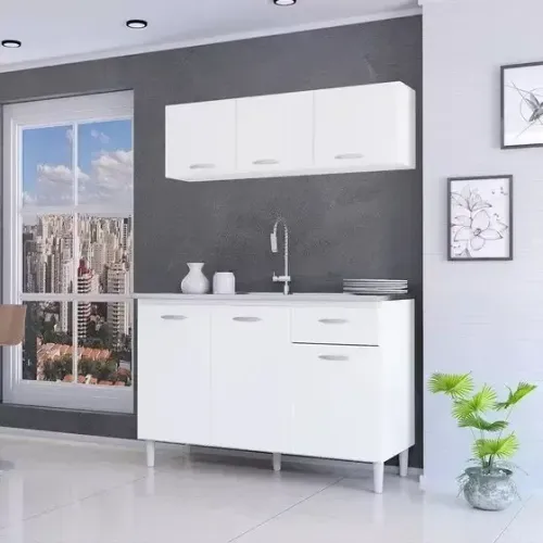 Combo Balcão Gabinete com Armário Aéreo na Promoção