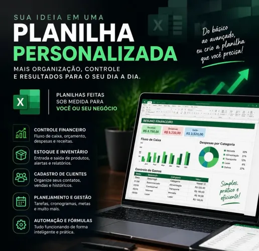 Criação de Planilhas Personalizadas no Excel | Financeiro, Estoque e Gestão