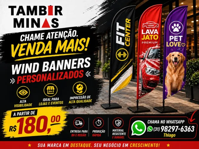 Wind banners 100% Personalizados - Completo e Dupla Face