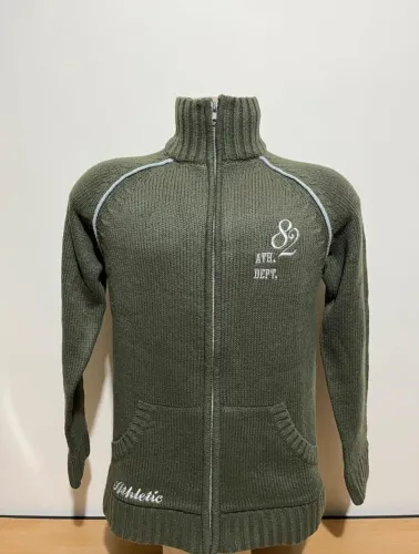 Cardigan de Lã Masculino Verde Escuro