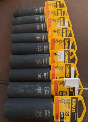 Soquetes de impacto DEWALT - Longos, de 1/2 polegada. Novos, sem uso.