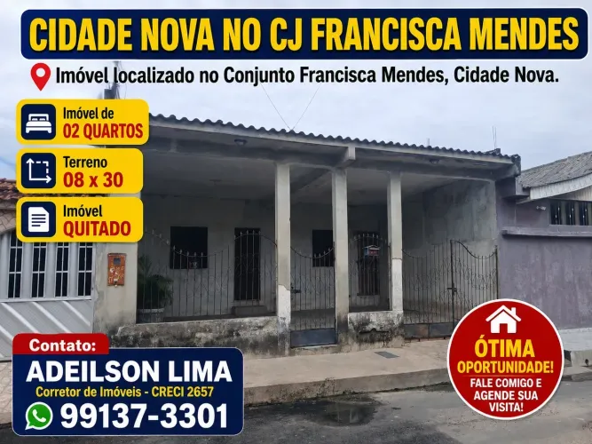 CIDADE NOVA no Cj Fca Mendes, Imóvel de 02 Qtos com 01 Terr 08x30