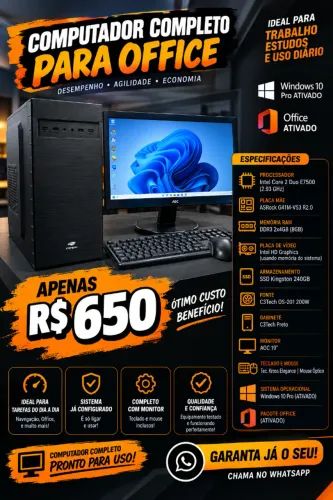 ? COMPUTADOR COMPLETO PARA OFFICE - R$ 650,00 ?