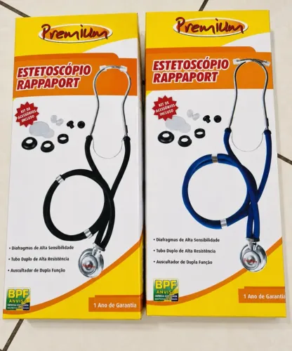 2 Estetoscópios premium azul e preto