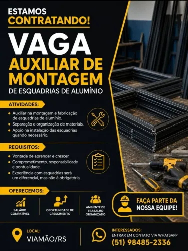 Vaga Auxiliar de Montagem de Esquadrias de Alumínio