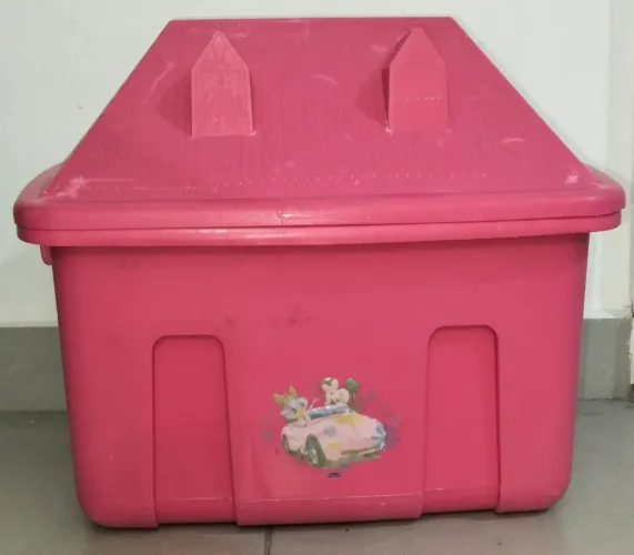 Baú Caixa Organizadora Infantil Casinha Plasútil - Rosa (Sem Quebrados)