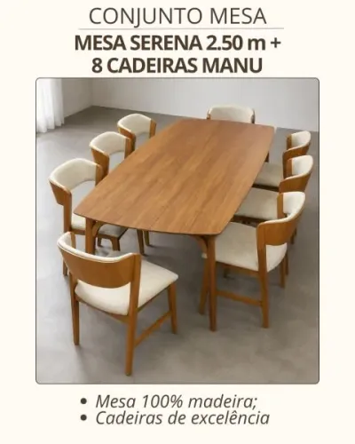 Mesa de Jantar elegante com 8 cadeiras 2.50
