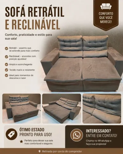 Sofá retrátil e reclinavel