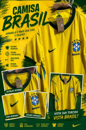 CAMISA BRASA AMARELA SELEÇÃO BRASIL
