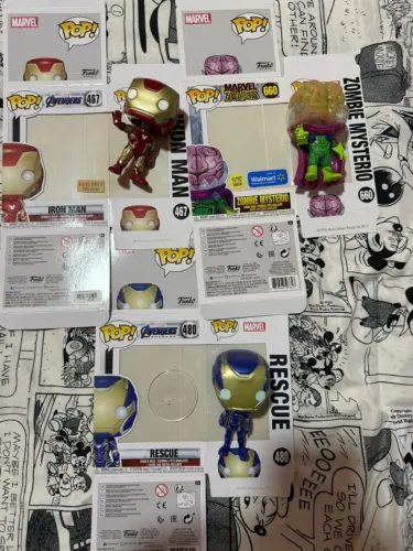 Kit Funko Pop Marvel | Iron Man BoxLunch + Rescue + Zombie Mysterio Glow