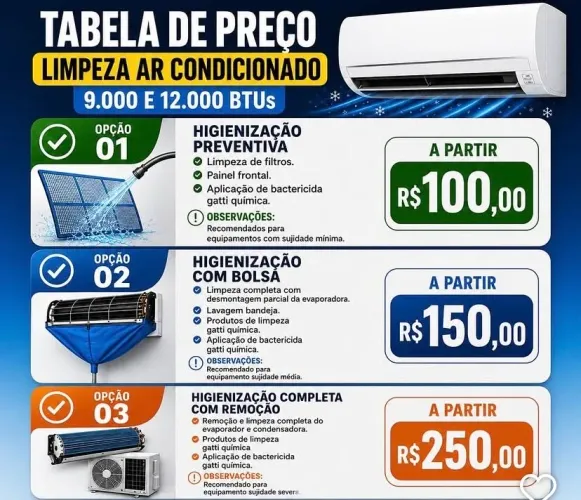 Limpeza de ar condicionado a partir de 99,90