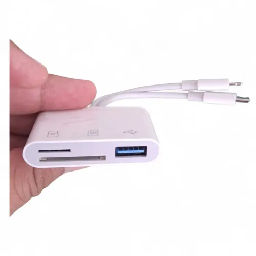 Adaptador Hub - USB + SD + Micro SD para Android e iOS 