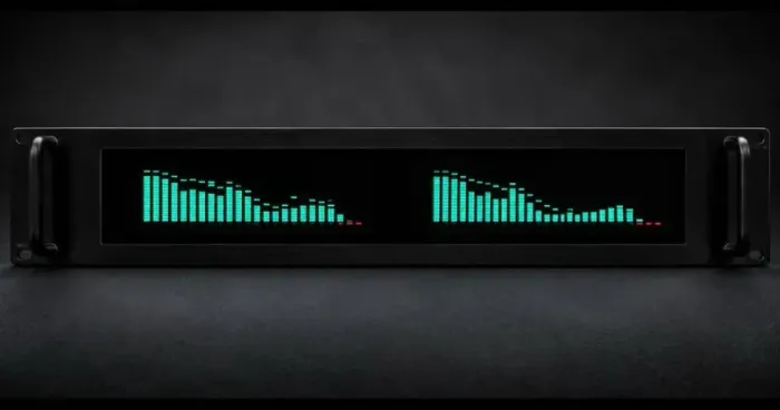 VU METER RACK 19 pol.- STEREO 40 LEDS  ANALISADOR DE ESPECTRO SONORO RÍTMICO DIGITAL 