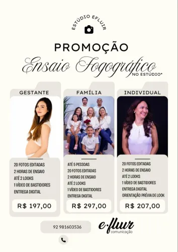PROMOÇÃO Ensaio Fotográfico no Estúdio