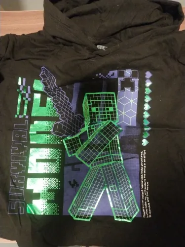 Camiseta manga curta com capuz Minecraft cor preta novo