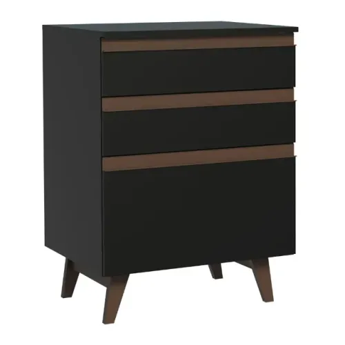 Balcão Madesa Reims 60 cm 3 Gavetas Preto