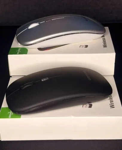 Mouse Sem Fio Wireless GooJodoo com Receptor USB - Cores Preto e Prata