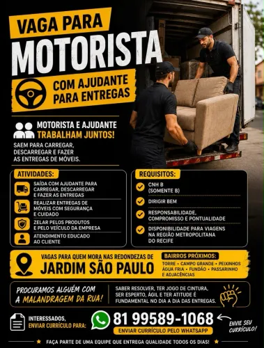 Vaga para motorista