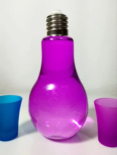 Garrafa grande Design Lâmpada Vidro Roxo.