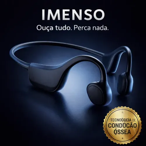 Fone Condução Óssea Bluetooth 5.3 IPX5 À Prova D'água Gancho Orelha Sem Tampão Ouvido - No