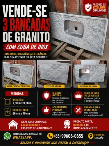 (Pias e bancada em granito Branco Dallas.)
