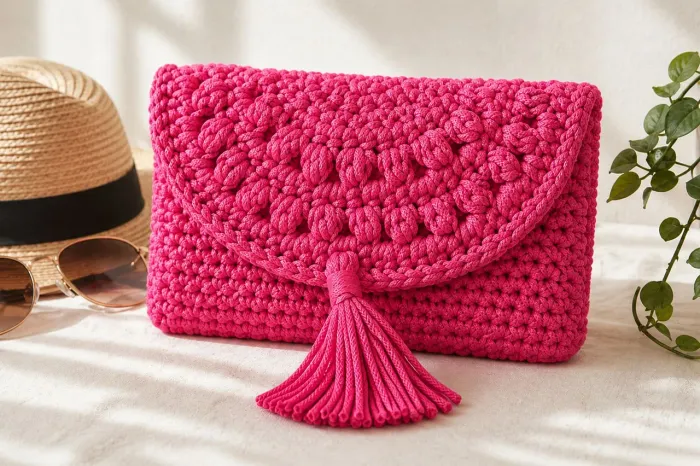 Clutch de crochê fio polipropileno 100% artesanal