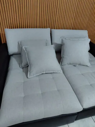 Sofa retrátil em linho detalhes em couro 2metros ENTREGO