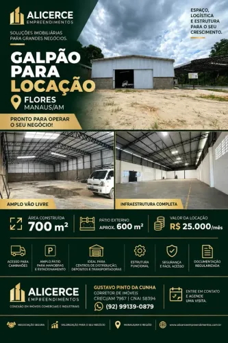 ALUGO GALPÃO COM 700 M2 E PÁTIO NOVO 700 M2